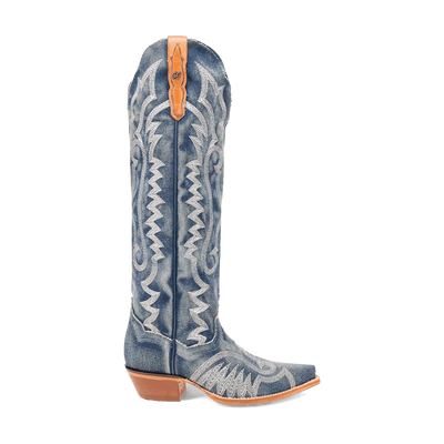 Dan Post Women's Denim Darlin Snip Toe Leather Tall Boots - Blue 2 DP5108_6_M  - from alligatorwarehouse.com