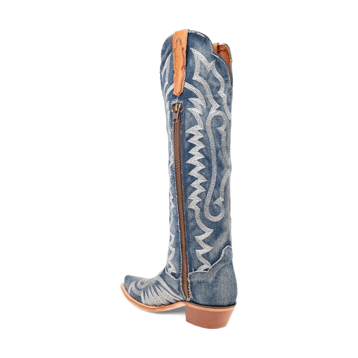 Dan Post Women's Denim Darlin Snip Toe Leather Tall Boots - Blue 4 DP5108_6_M  - from alligatorwarehouse.com