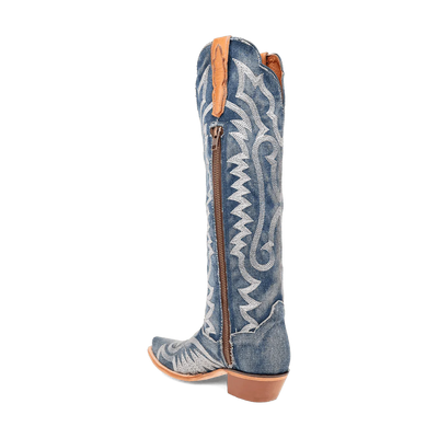 Dan Post Women's Denim Darlin Snip Toe Leather Tall Boots - Blue 4 DP5108_6_M  - from alligatorwarehouse.com