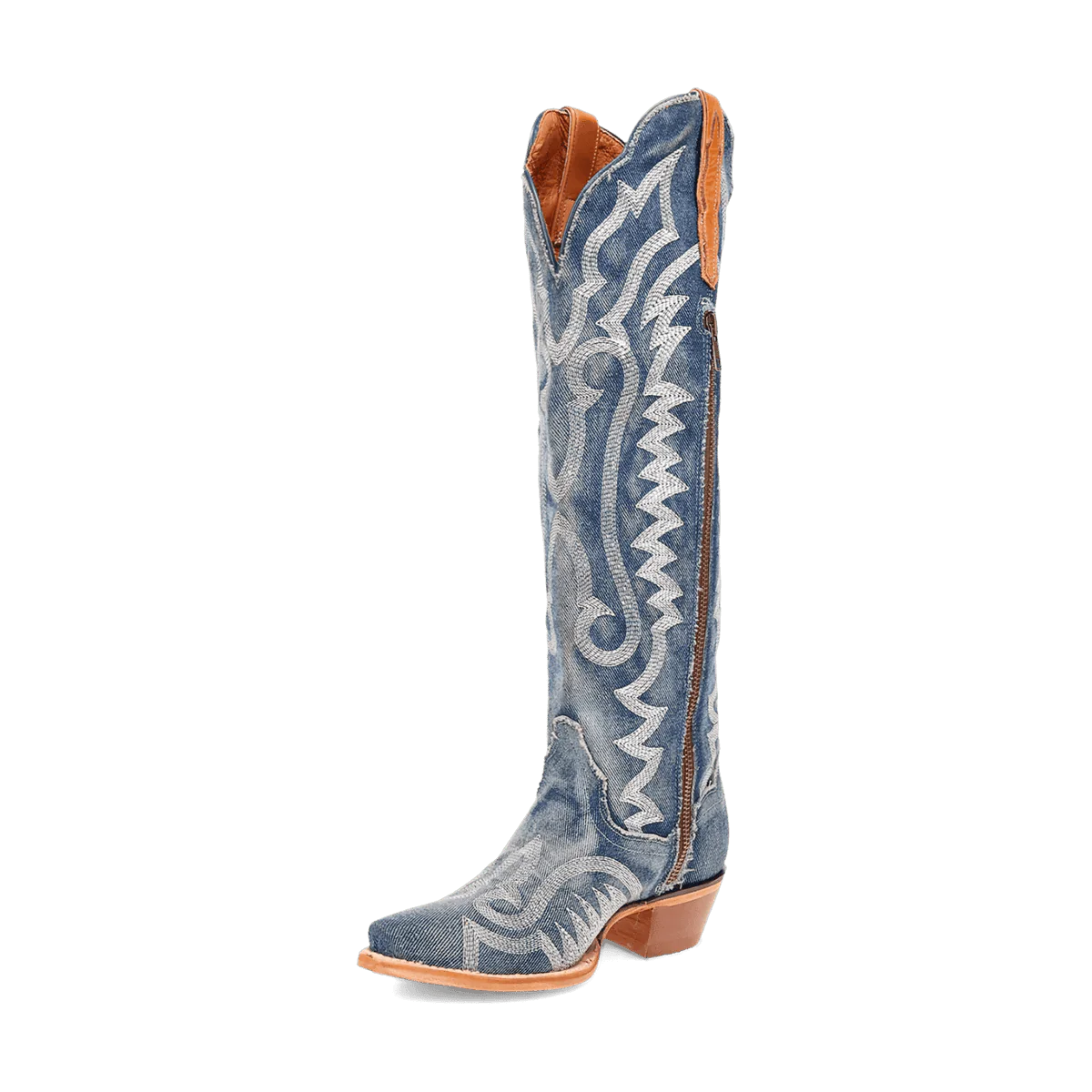 Dan Post Women's Denim Darlin Snip Toe Leather Tall Boots - Blue 5 DP5108_6_M  - from alligatorwarehouse.com