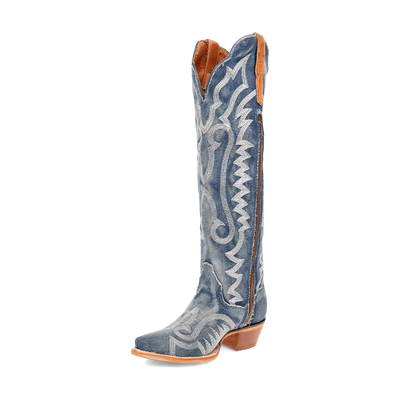 Dan Post Women's Denim Darlin Snip Toe Leather Tall Boots - Blue 5 DP5108_6_M  - from alligatorwarehouse.com