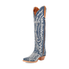 Dan Post Women's Denim Darlin Snip Toe Leather Tall Boots - Blue