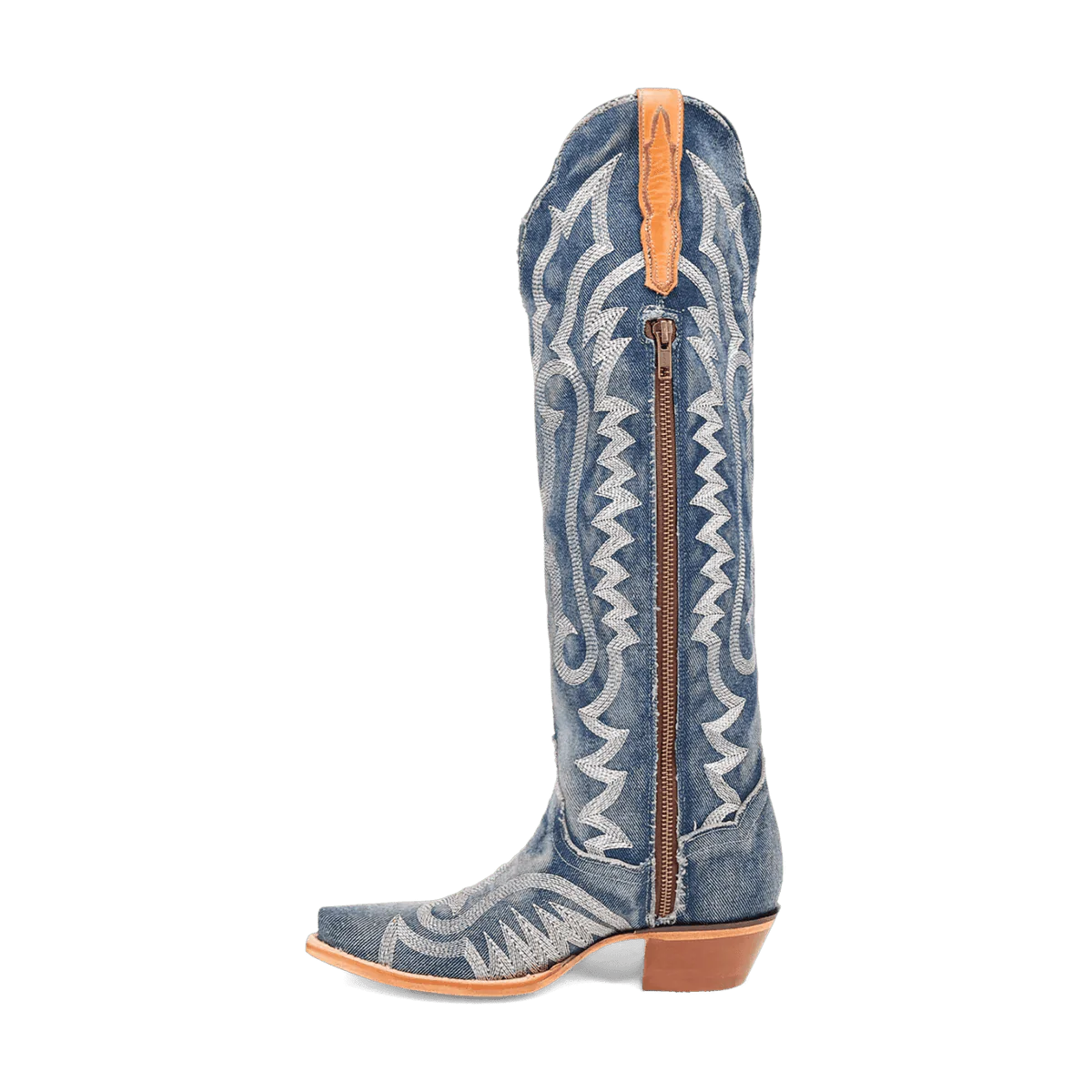 Dan Post Women's Denim Darlin Snip Toe Leather Tall Boots - Blue 3 DP5108_6_M  - from alligatorwarehouse.com