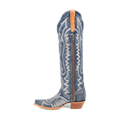 Dan Post Women's Denim Darlin Snip Toe Leather Tall Boots - Blue 3 DP5108_6_M  - from alligatorwarehouse.com