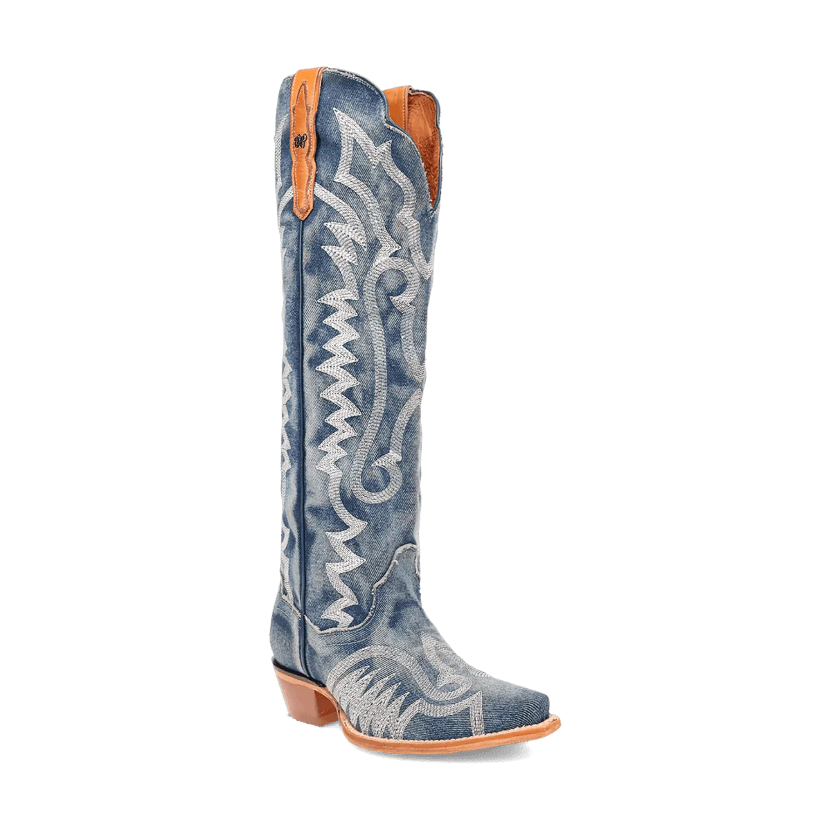 Dan Post Women's Denim Darlin Snip Toe Leather Tall Boots - Blue 1 DP5108_6_M  - from alligatorwarehouse.com