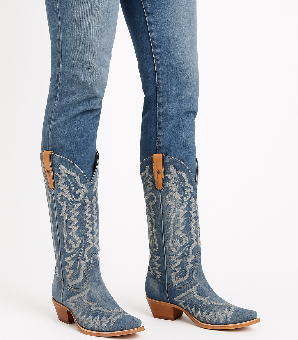 Dan Post Women's Denim Darlin Zipper Snip Toe Boots