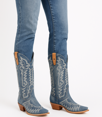 Dan Post Women's Denim Darlin Zipper Snip Toe Boots 4 DP5108_6_M  - from alligatorwarehouse.com