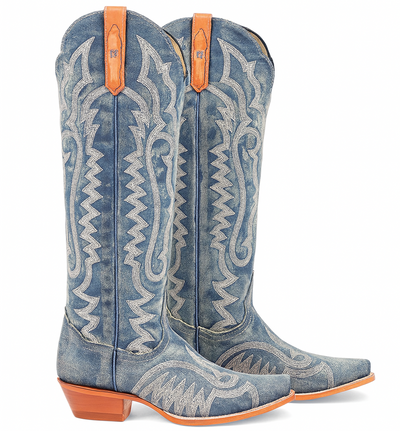 Dan Post Women's Denim Darlin Zipper Snip Toe Boots 1 DP5108_6_M  - from alligatorwarehouse.com