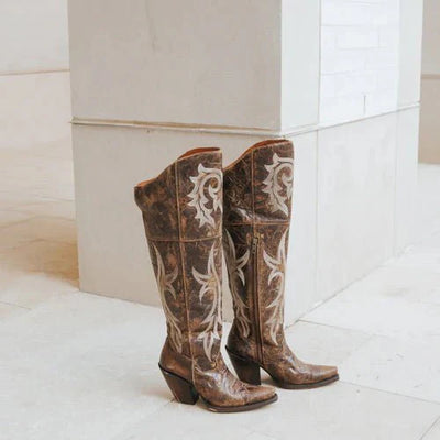 Dan Post Women's Jilted Snip Toe Leather Tall Boots - Brown 9 DP3709_6_M  - from alligatorwarehouse.com