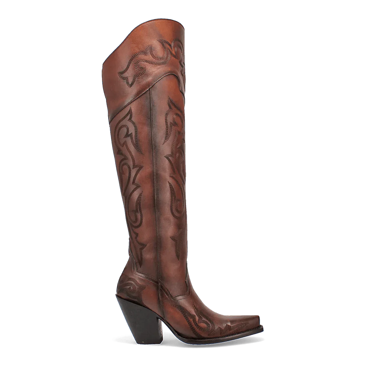 Dan Post Women's Seductress Snip Toe Leather Tall Boots - Chestnut 2 DP3285_6_M  - from alligatorwarehouse.com