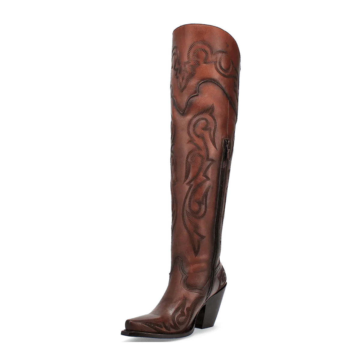 Dan Post Women's Seductress Snip Toe Leather Tall Boots - Chestnut 6 DP3285_6_M  - from alligatorwarehouse.com
