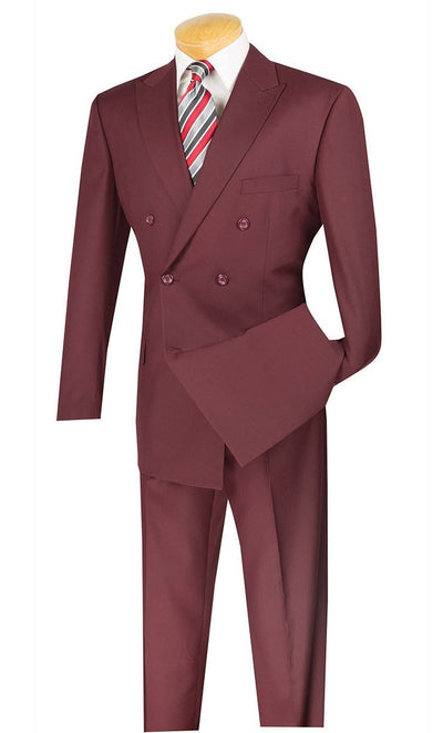 Ramses Collection - Double Breasted 2 Piece Suit Regular Fit in Burgundy 1 SO1DC900-1_BURGUNDY_44R  - from alligatorwarehouse.com