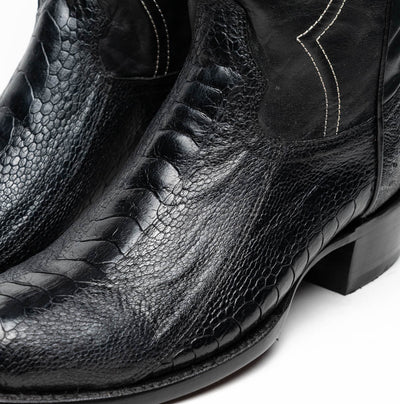 Marco Di Milano Denver Black Ostrich Leg Round Toe Cowboy Boots 4   - from alligatorwarehouse.com