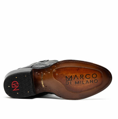 Marco Di Milano Denver Black Ostrich Leg Round Toe Cowboy Boots 6   - from alligatorwarehouse.com