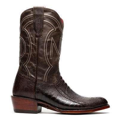 Marco Di Milano Denver Brown Ostrich Leg Round Toe Cowboy Boots 2   - from alligatorwarehouse.com