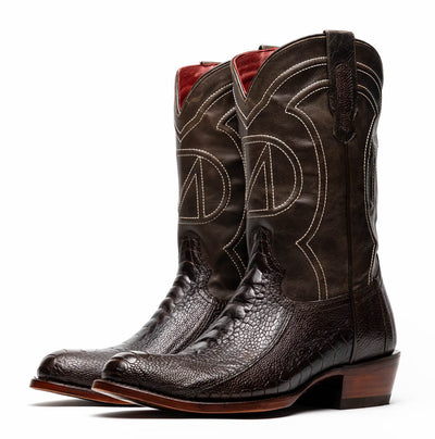 Marco Di Milano Denver Brown Ostrich Leg Round Toe Cowboy Boots 3   - from alligatorwarehouse.com