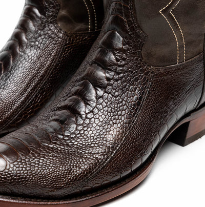 Marco Di Milano Denver Brown Ostrich Leg Round Toe Cowboy Boots 4   - from alligatorwarehouse.com