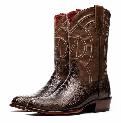 Marco Di Milano Denver Clear Brown Ostrich Leg Round Toe Cowboy Boots 3   - from alligatorwarehouse.com