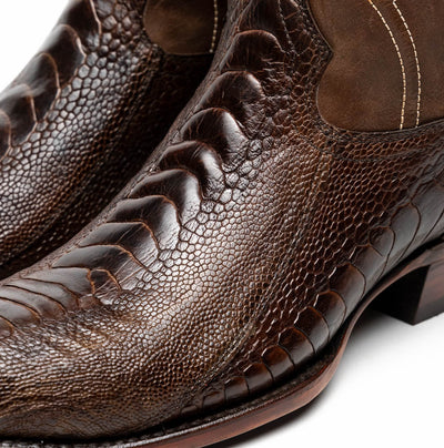 Marco Di Milano Denver Clear Brown Ostrich Leg Round Toe Cowboy Boots 4   - from alligatorwarehouse.com