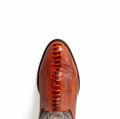Marco Di Milano Denver Rustic Cognac Ostrich Leg Round Toe Cowboy Boots 5   - from alligatorwarehouse.com