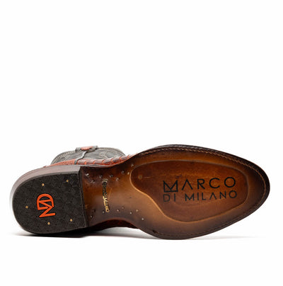Marco Di Milano Denver Rustic Cognac Ostrich Leg Round Toe Cowboy Boots 6   - from alligatorwarehouse.com