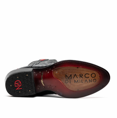 Marco Di Milano Denver Red / Black Ostrich Leg Round Toe Cowboy Boots 6   - from alligatorwarehouse.com