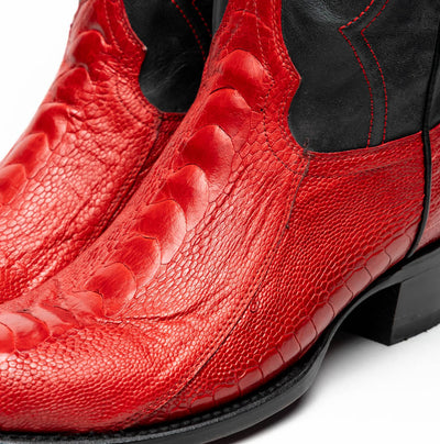 Marco Di Milano Denver Red Ostrich Leg Round Toe Cowboy Boots 4   - from alligatorwarehouse.com