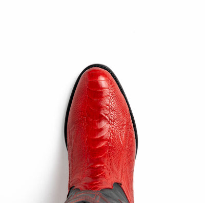 Marco Di Milano Denver Red Ostrich Leg Round Toe Cowboy Boots 5   - from alligatorwarehouse.com