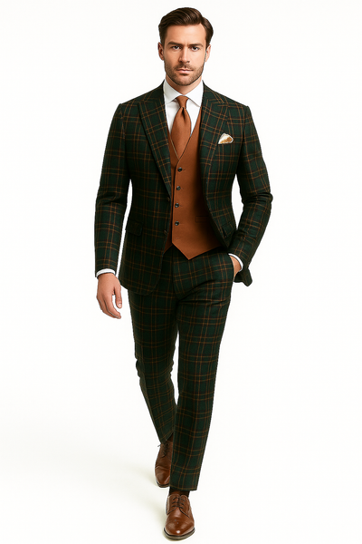 Mens Green Suit - Designer Brand Suit No Pleated Pants Modern Fit 7 Steve-Green-05  - from alligatorwarehouse.com