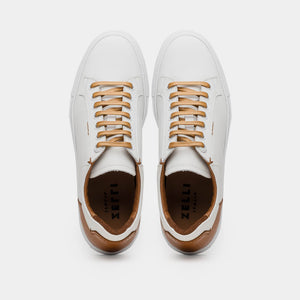 Zelli Diaz Minimalist Rubberized Calfskin Sneaker in Matte White