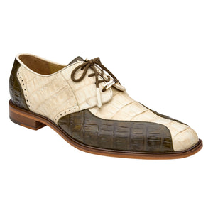 Belvedere Domenico Bone/Olive Alligator Leather Shoe