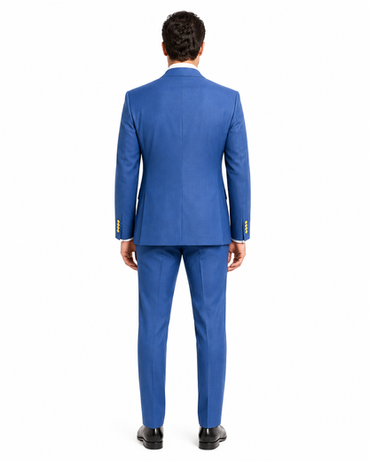Mens Double Breasted Blazer - Wool Indigo - Sapphire Sport Coat With Gold Buttons