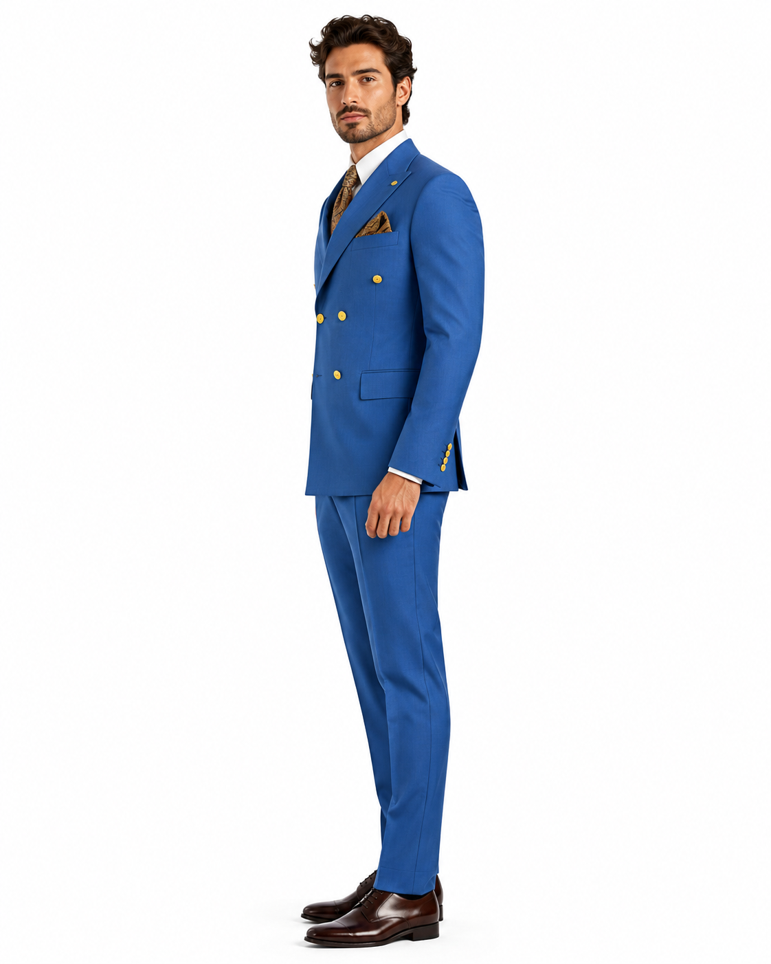 Mens Double Breasted Blazer - Wool Indigo - Sapphire Sport Coat With Gold Buttons