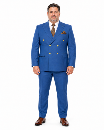 Mens Double Breasted Blazer - Wool Indigo - Sapphire Sport Coat With Gold Buttons