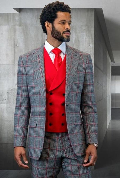 Red Plaid Suit - Mens Christmas Suit 1   - from alligatorwarehouse.com