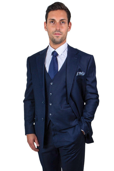 Mens Stacy Adams Suits Brand - Designer Suit Men's Two Button Vested Stacy Adams Basic Suit in Navy Blue 1   - from alligatorwarehouse.com