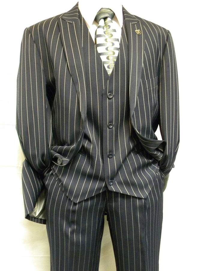 Mens 2 Button Gangster Pinstripe Suit