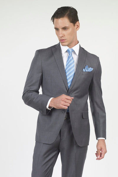 Mantoni Suit - Wool Suit - Business Suit Solid Gray 1   - from alligatorwarehouse.com