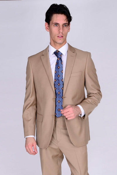 Mantoni Suit - Wool Suit - Business Suit Solid Camel 1   - from alligatorwarehouse.com