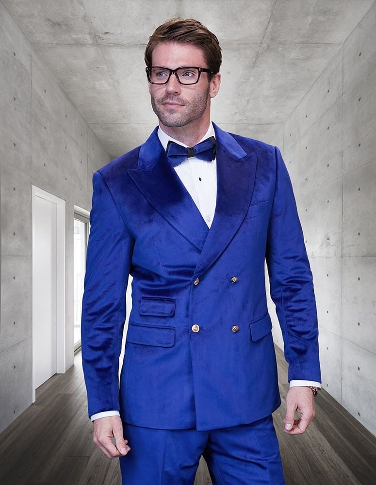 Statement Men's 3 Piece Wool - Deep Shawl Lapel - Royal Blue
