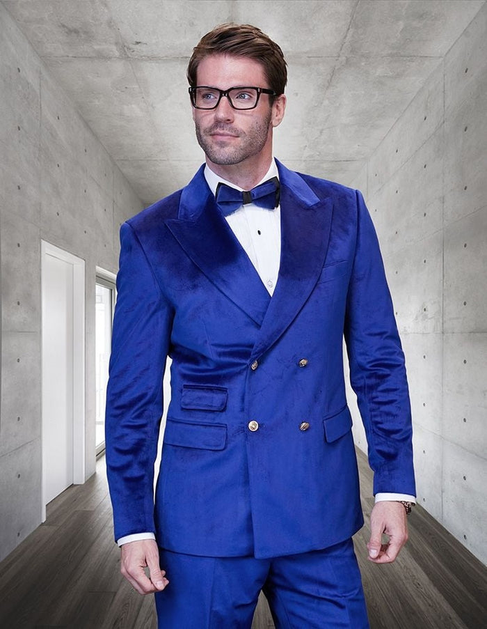 Statement Men's 3 Piece Wool - Deep Shawl Lapel - Royal Blue