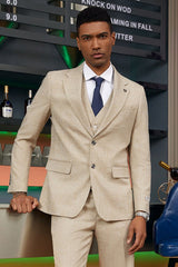 Mens Stacy Adams Suits Brand - Designer Suit Men's Stacy Adam's Two Button Vested Summer Suit in Light Tan