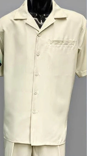 Dreams Men's Cream Patterned Short Sleeve Coord Set Skipper 265-05