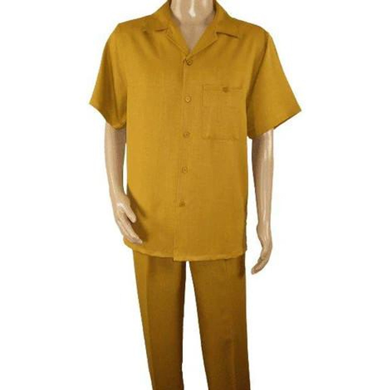 Mens Mustard Short Sleeve Walking Suit