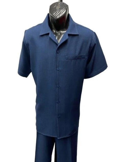 Mens Navy Patterned Short Sleeve Walking Suit 1 in Style  - from alligatorwarehouse.com