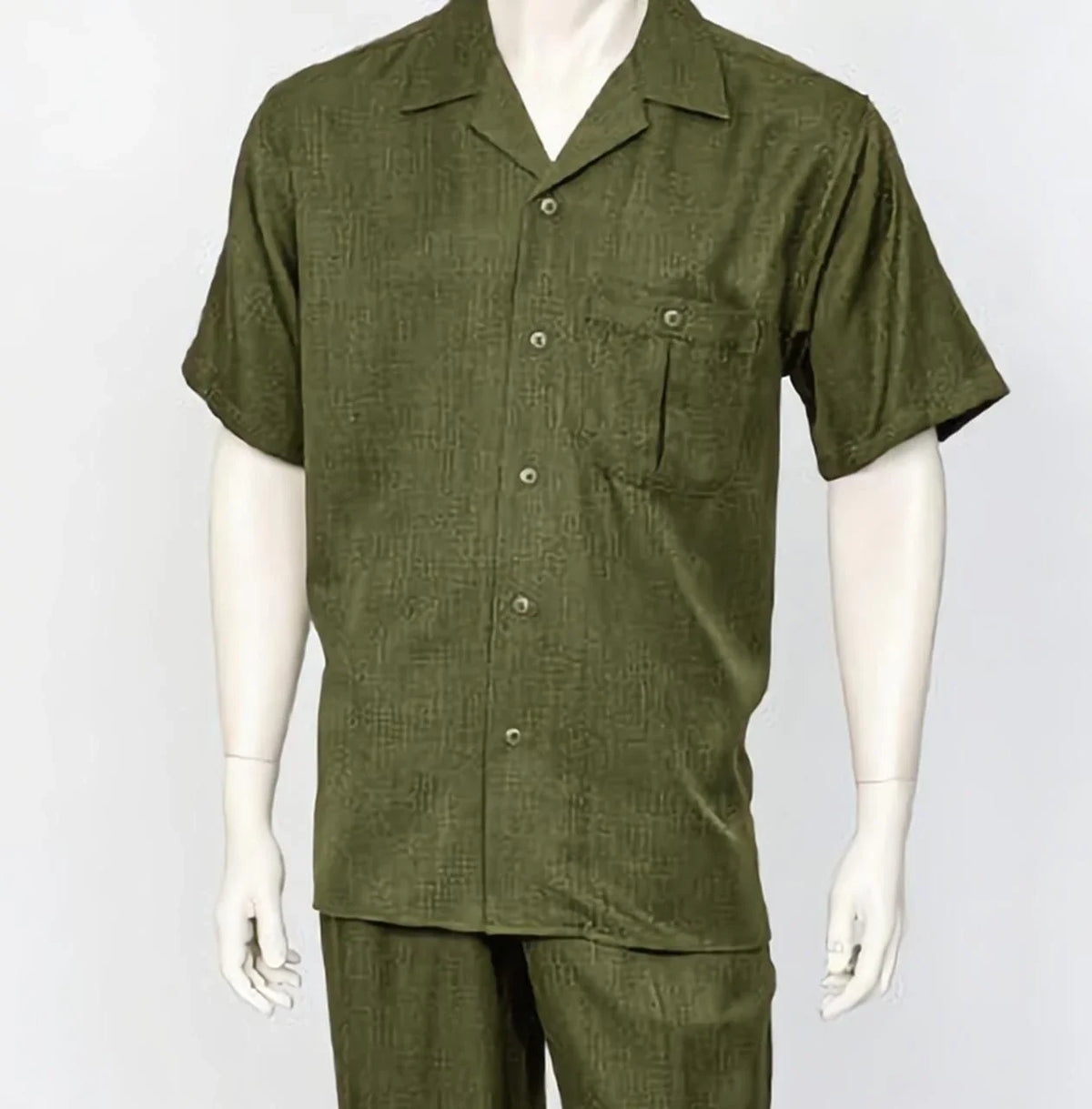 Dreams Mens Olive Short Sleeve Walking Suit Daytona 256-04