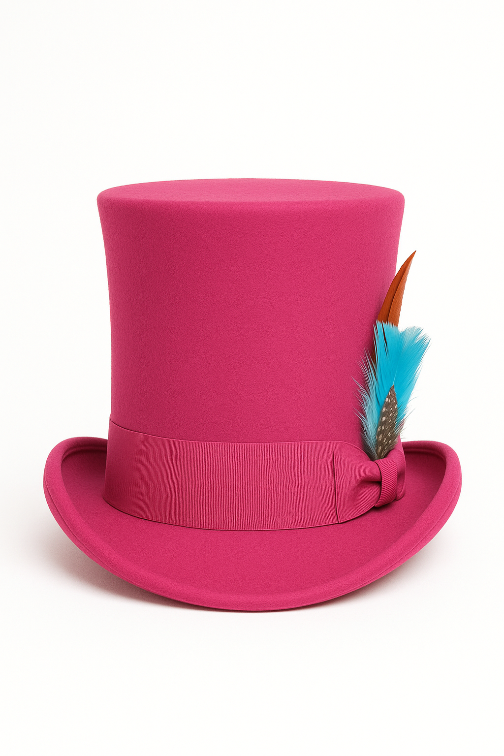 Victorian Steampunk Top Hat - 1800 19th Century - Dressy Loden Felt Top Hot Pink Fuschia Hat