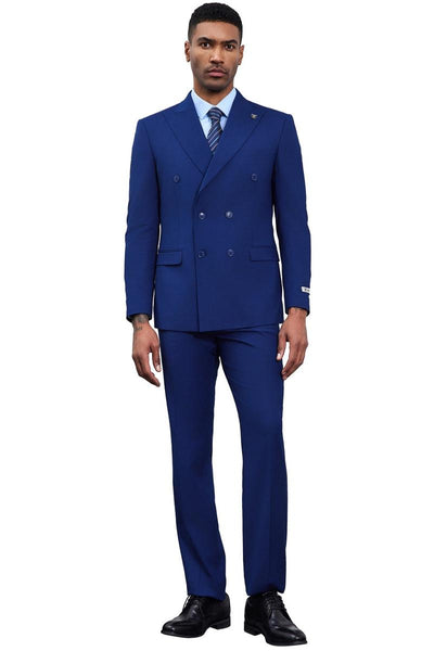 Men's Designer Stacy Adams Classic Double Breasted Suit in Blue 2 SMD282H1-05-34R  - from alligatorwarehouse.com