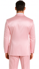 Dusty Rose Satin Double Breasted Peak Lapel 3 Piece Skinny Fit Tazzio Men's Suit with Matching Bowtie