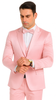 Dusty Rose Satin Double Breasted Peak Lapel 3 Piece Skinny Fit Tazzio Men's Suit with Matching Bowtie 6 M390SK-04-40R  - from alligatorwarehouse.com